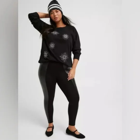 Torrid Full-Length Inset Legging with Faux Leather - Black - NWT - Size 4 - Picture 5 of 5